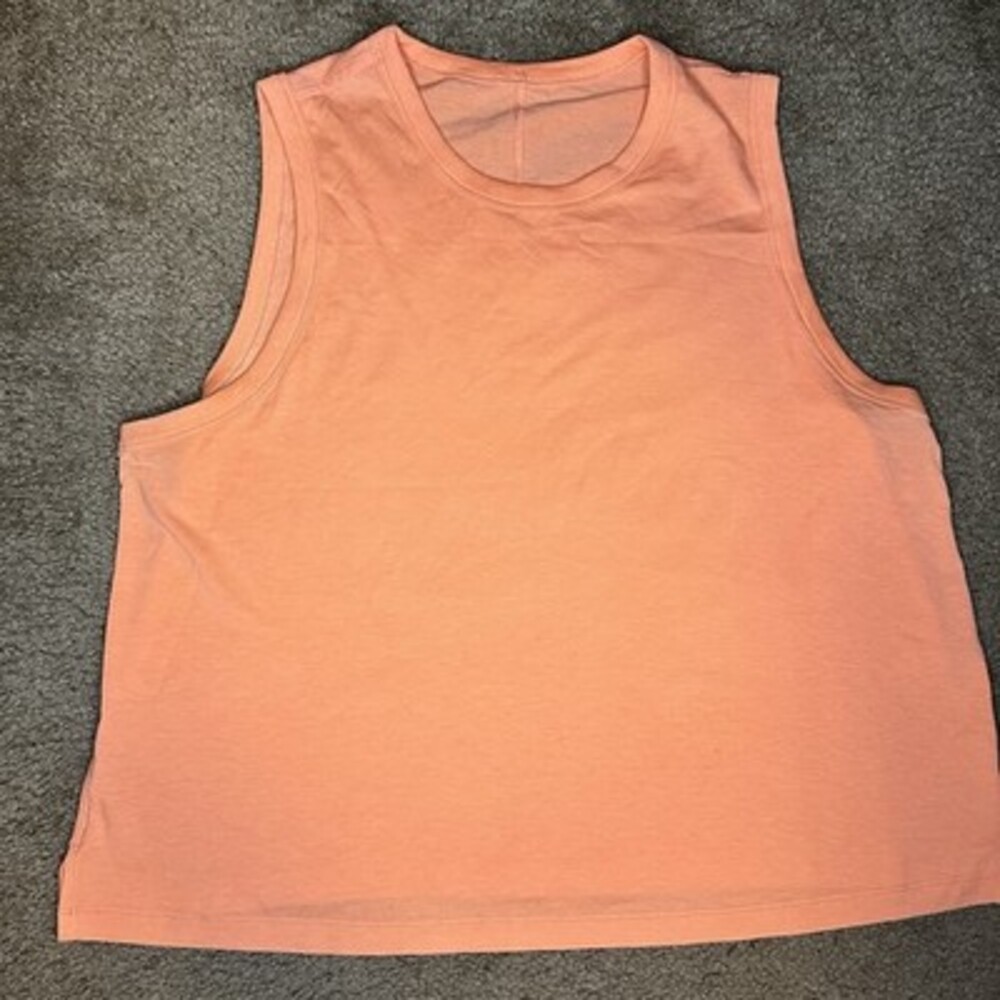 Lululemon Cotton Cropped Tank Top Women’s 12 Sunny Coral Training Gym Sportswear